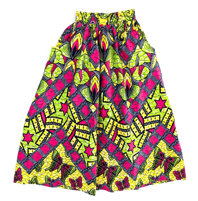 Handmade Ankara Print Midi Skirt silk skirt luxurious