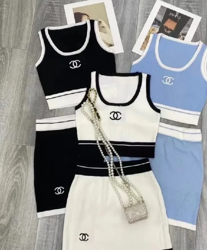 Chanel Knitted Fall Two Piece Skirt Set lace skirt elegant
