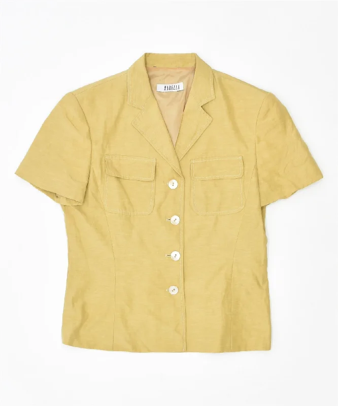 MARELLA Womens Short Sleeve 4 Button Blazer Jacket UK 12 Medium Yellow Denim Jacket Leather Jacket Suede Jacket MARELLA Womens Short Sleeve 4 Button Blazer Jacket UK 12 Medium Yellow Denim Jacket Leather Jacket Suede Jacket