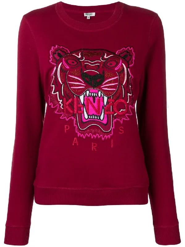 embroidered Tiger sweatshirt Hoodie with Hem Fringe Bohemian Relaxed
