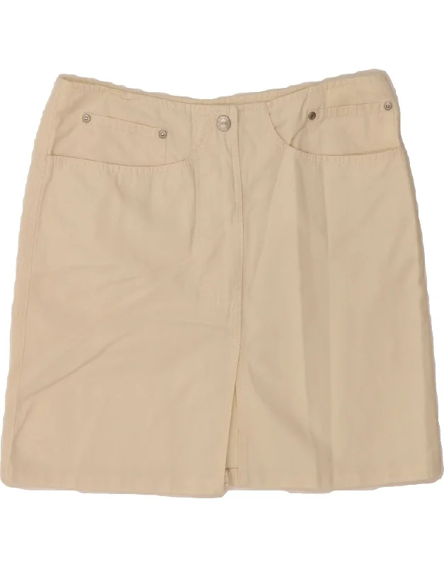KRIZIA Womens Mini Skirt UK 14 Medium W30  Off White Cotton leather skirt modern