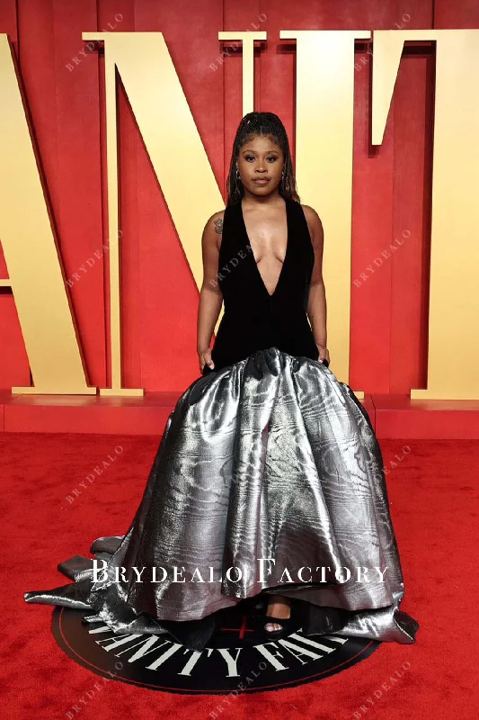 Dominique Fishback Two-Tone 2024 Oscars After Party Dress Tunics Solid Classic