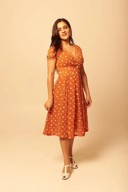 Enchanted Orange Floral Dress Tunics Chic elegant