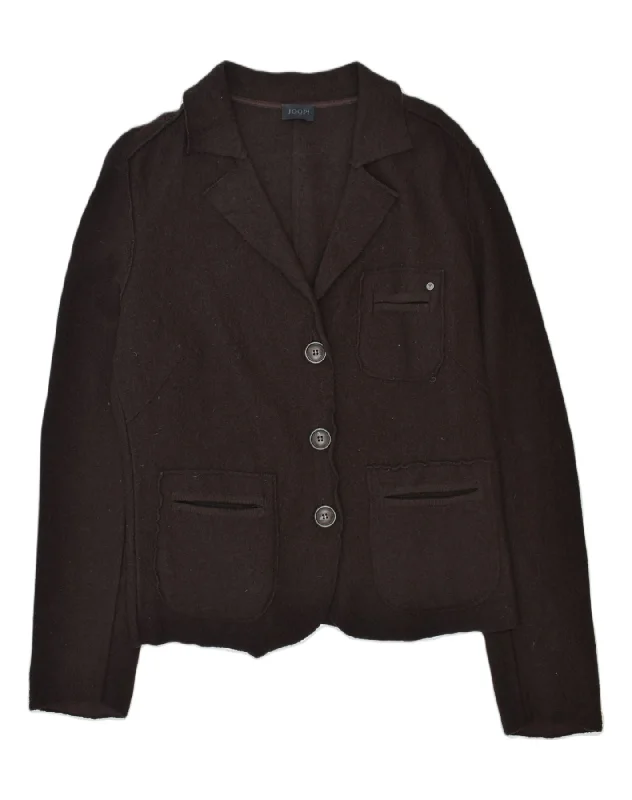 JOOP Womens 3 Button Blazer Jacket EU 36 Small Brown Wool Mesh Jacket Canvas Jacket Denim Jacket