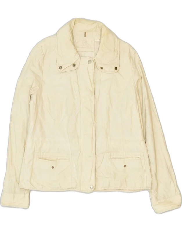 MASSIMO DUTTI Womens Windbreaker Jacket UK 18 XL Beige Cotton Collared Jacket Crew Neck Jacket Turtle Neck Jacket