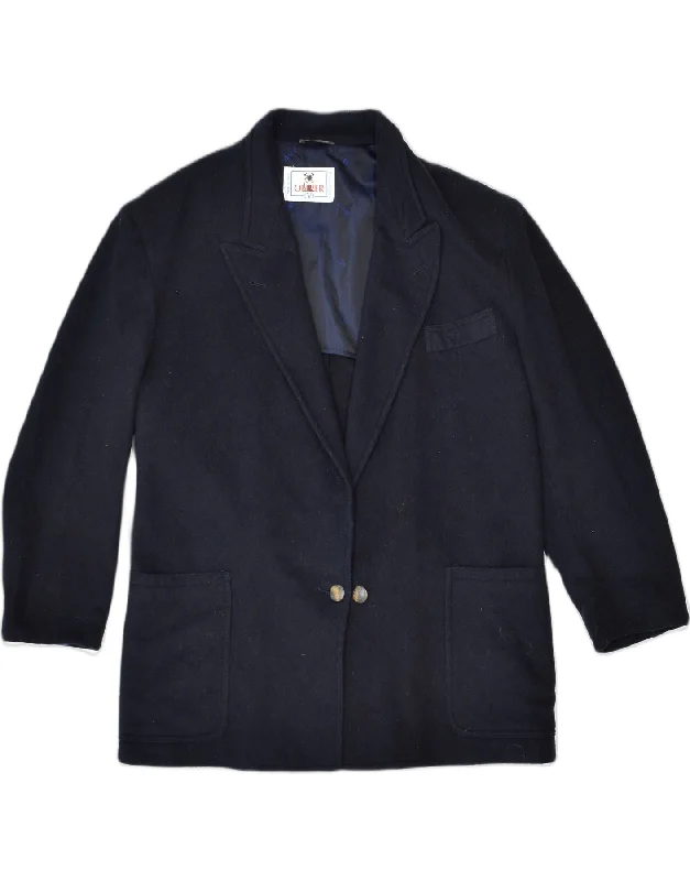OLIVER Womens Double Breasted Blazer Jacket UK 18 XL Navy Blue Wool Wool Jacket Cashmere Jacket Tweed Jacket