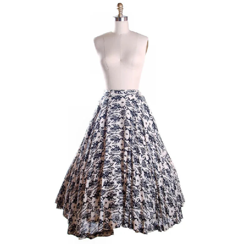Vintage Circle Skirt Black & White Dragon Print 1950S 26 Waist Daisy's of Miami tulle skirt dreamy Vintage Circle Skirt Black & White Dragon Print 1950S 26 Waist Daisy's of Miami tulle skirt dreamy