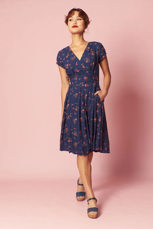 Enchanted Navy Cherry Blossom Dress Tunics Print Colorful
