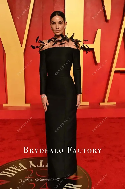 Lily Aldridge Black Feather Off Shoulder 2024 Oscars After Party Dress Tunics Brand named Lily Aldridge Black Feather Off Shoulder 2024 Oscars After Party Dress Tunics Brand named