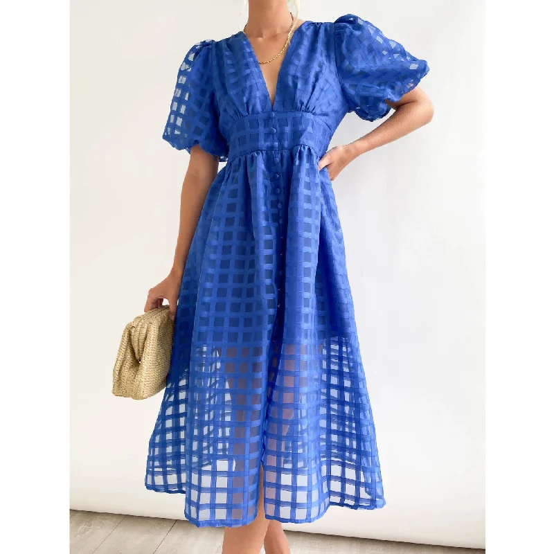 Spring Summer Multi Color Lantern Sleeve Dress Casual Party Dress Women Chiffon Maxi Beach Spring Summer Multi Color Lantern Sleeve Dress Casual Party Dress Women Chiffon Maxi Beach