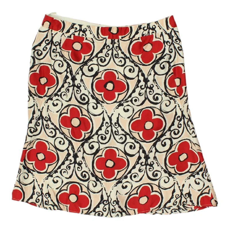 Moschino Womens White Red All Over Floral Print Skirt | Vintage Luxury Designer leather skirt refined Moschino Womens White Red All Over Floral Print Skirt | Vintage Luxury Designer leather skirt refined