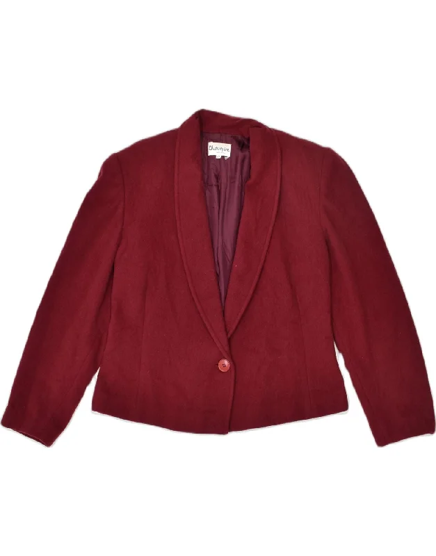 VINTAGE Womens 1 Button Blazer Jacket IT 42 Medium Red Wool Trench Coat Raincoat Waterproof Jacket