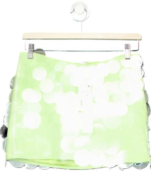 Jonathan Simkhai Lime Sequin Mesh Overlay Mini Skirt UK 6 denim skirt fashionable
