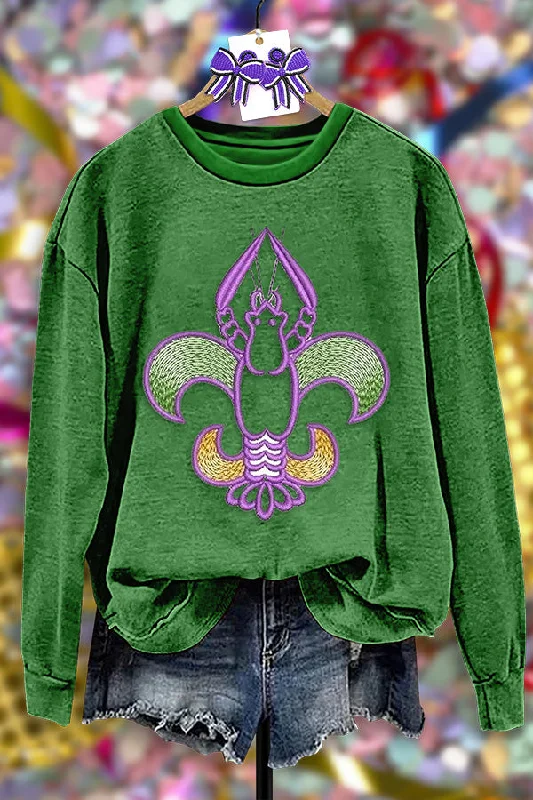 Vintage Carnival Print Sweatshirt Hoodie with Side Slits Relaxed Casual