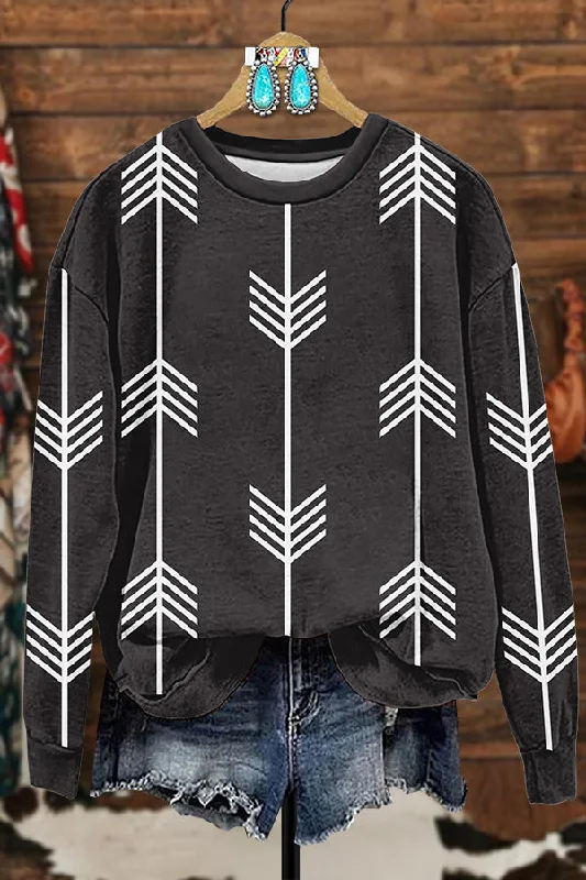 Casual Western Arrow Sweatshirt Hoodie with Camouflage Military Edgy
