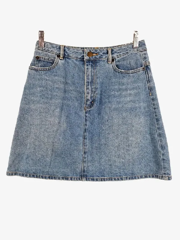 Kookai Mid Blue Denim A-line Mini Skirt Size 10 wool skirt warm