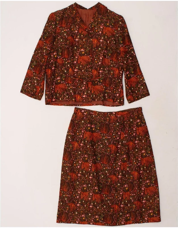 VINTAGE Womens Abstract Pattern 2 Piece Skirt Set UK 16 Large W33  Brown denim skirt classic