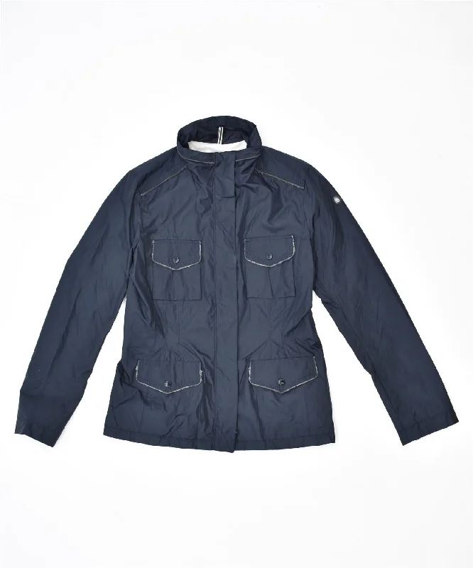 MARINA YACHTING Womens Utility Jacket EU 42 Medium Blue Polyester Satin Fabric Silk Fabric Chiffon Fabric
