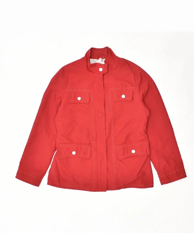 VINTAGE Womens Utility Jacket IT 46 Large Red Cotton One-Shoulder Jacket Off-the-Shoulder Jacket Asymmetrical Jacket