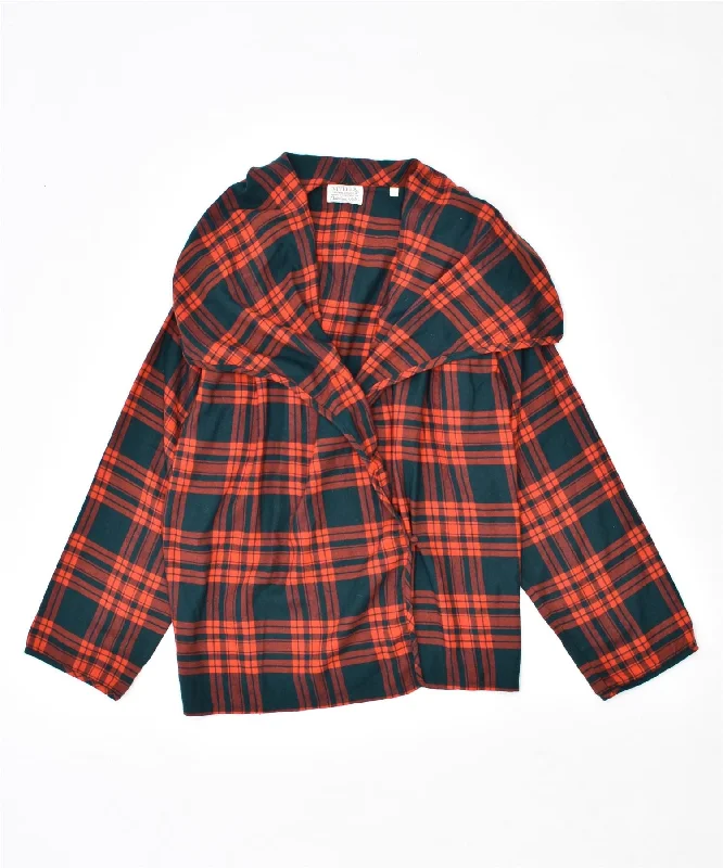 VIYELLA Womens 1 Button Blazer Jacket IT 42 Medium Red Plaid Wool Vintage Belted Jacket Elasticated Jacket Padded Jacket