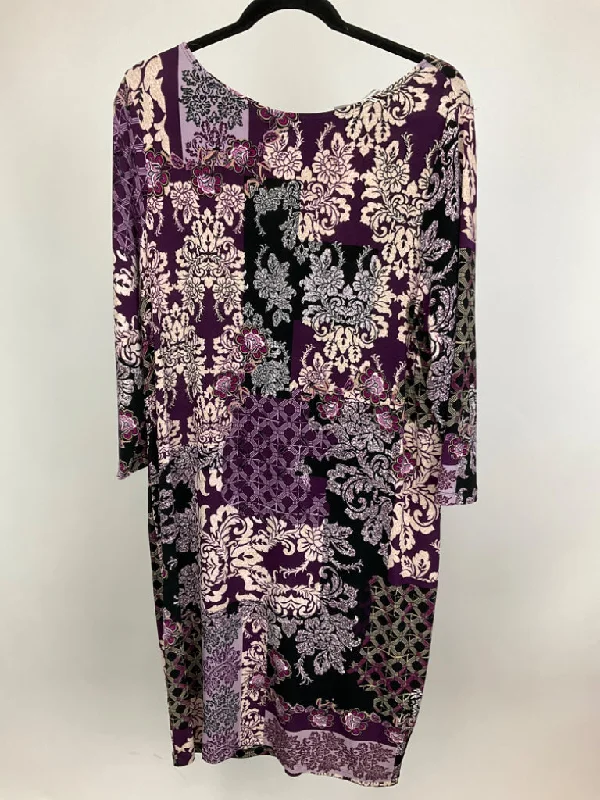CHICO'S WINE/BLACK DRESS SZ 12 Tunics Leisure comfortable