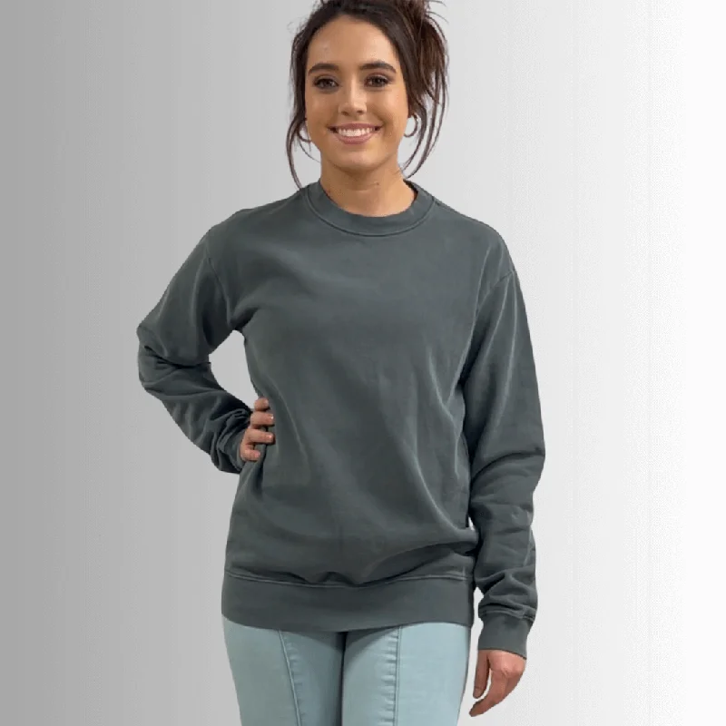 Brynlee Heavyweight Crew Neck Fleece Sweatshirt Hoodie with Embroidery Detailed Premium