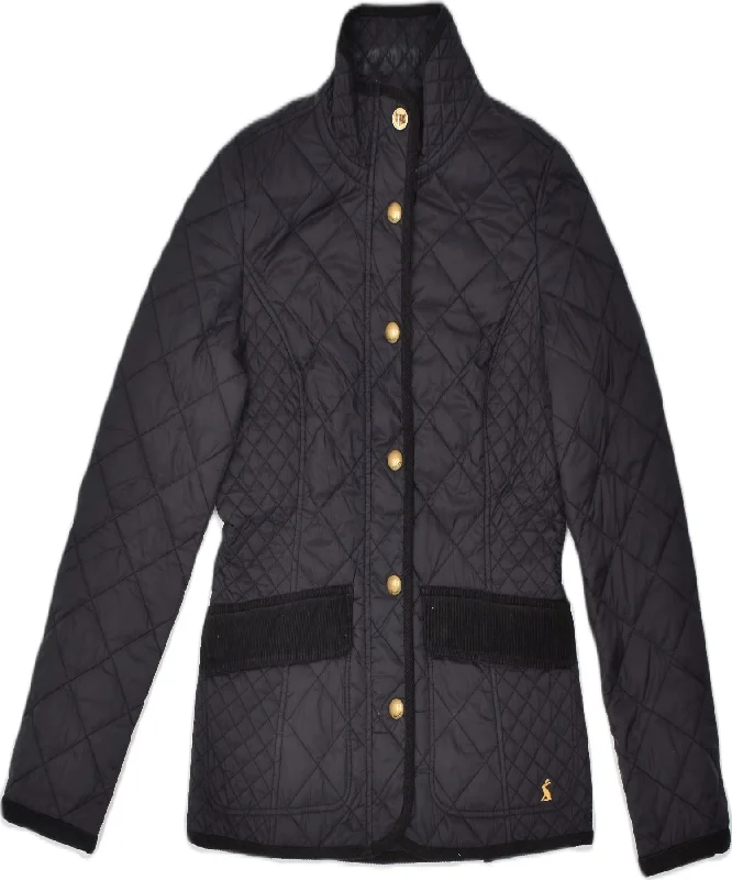 JOULES Womens Quilted Jacket UK 8 small Black Cotton Fleece Jacket Down Jacket Parka