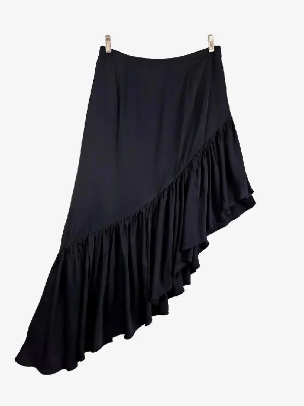 Sass & Bide Navy Frilled We Are One Asymmetrical Skirt Size 12 leather skirt sleek