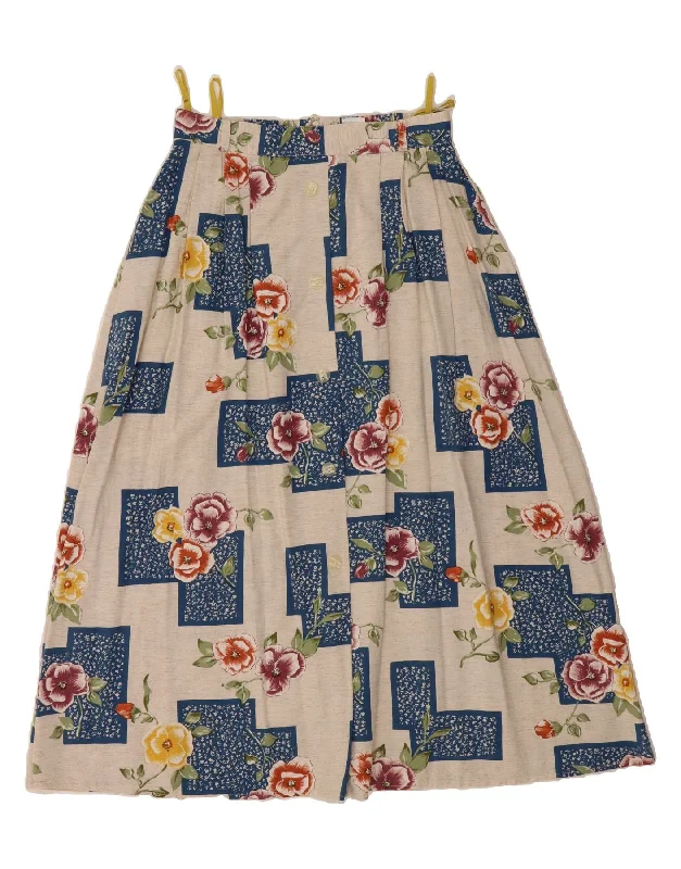 C&A Womens A-Line Skirt EU 40 Medium W28  Grey Floral Viscose denim skirt trendy