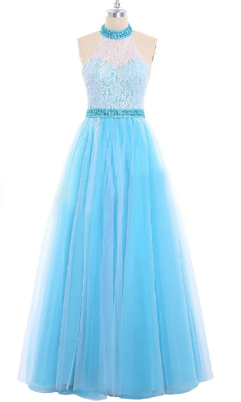 Tiffany Blue and White Lace and Tulle Beaded Halter Long Prom Dress P552 Tunics Winter warm Tiffany Blue and White Lace and Tulle Beaded Halter Long Prom Dress P552 Tunics Winter warm