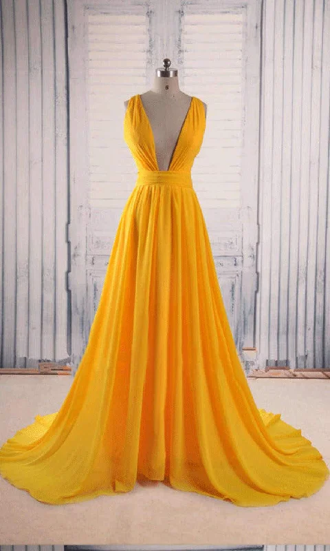 Plunging Long Yellow Prom Dresses with Cross Straps Open Back KSP507 Tunics Formal black Plunging Long Yellow Prom Dresses with Cross Straps Open Back KSP507 Tunics Formal black
