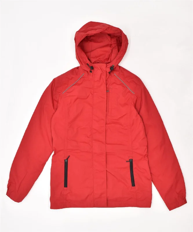 EDDIE BAUER Womens Weather Edge Windbreaker Jacket UK 14 Medium Red Nylon Insulated Jacket Fitted Jacket Loose Jacket