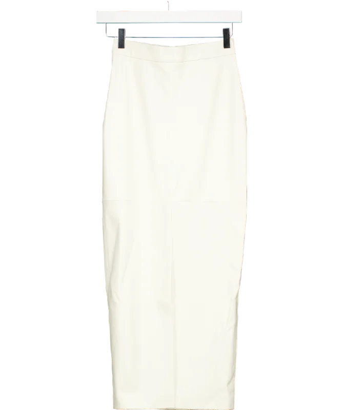 Kris Maran White Fit Cut Midi Skirt With Front Cut UK 6 denim skirt stylish