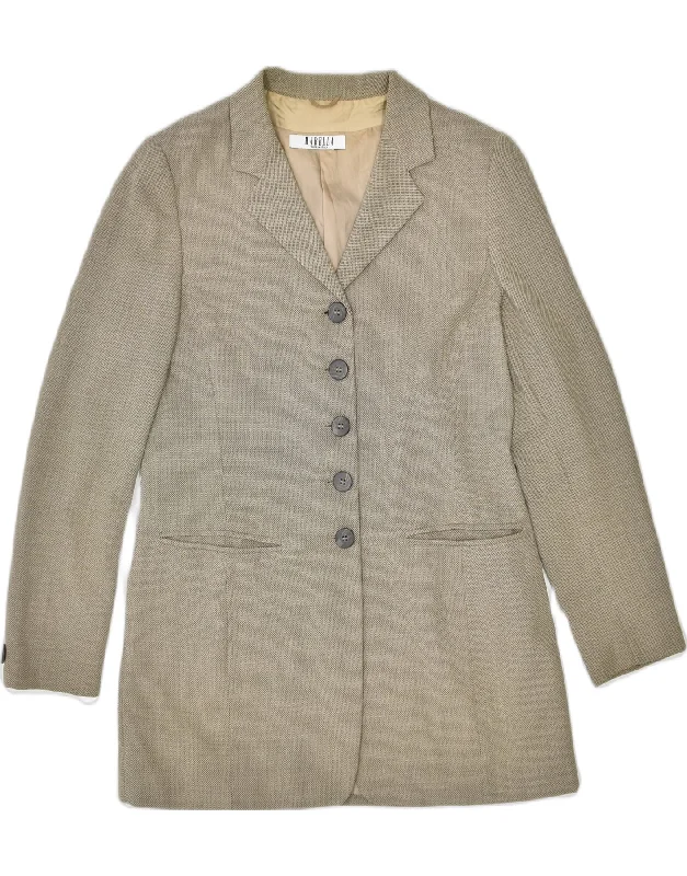 MARELLA Womens 5 Button Blazer Jacket UK 12 Medium Beige Wool Wool Jacket Cashmere Jacket Tweed Jacket