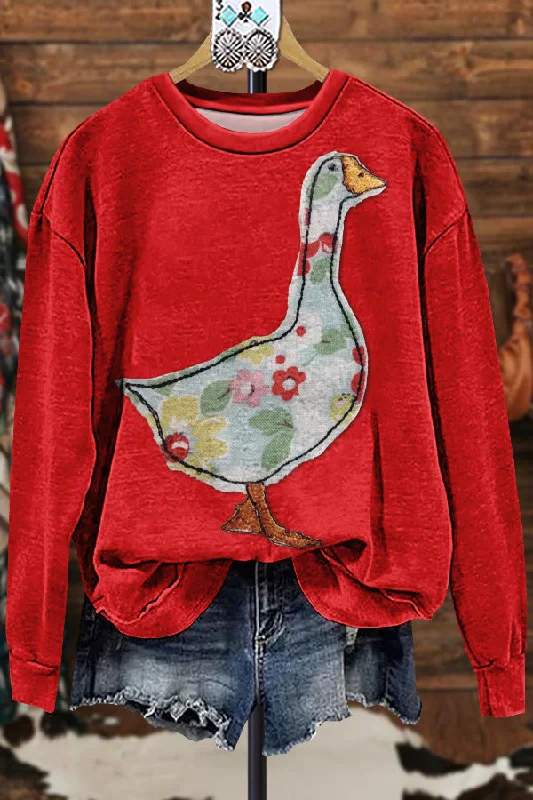 Classic Contrast Duck Sweatshirt Hoodie with Emblem Brand Identity