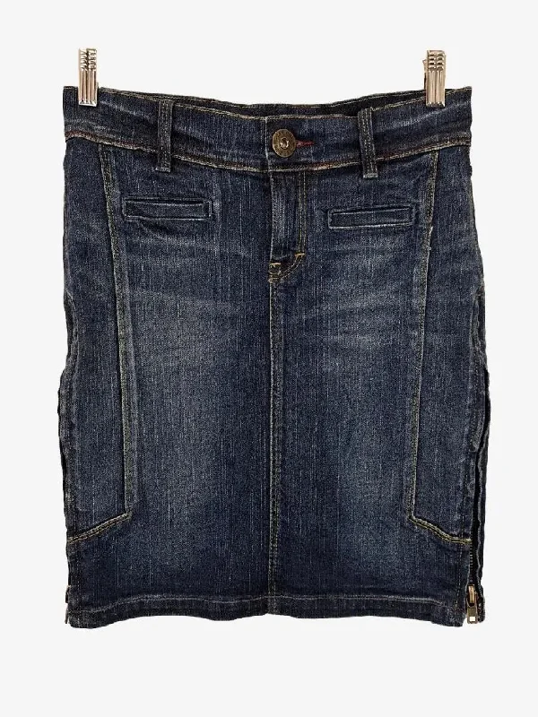 Lee Y2K Zip Slit Denim Midi Skirt Size 10 wool skirt sturdy