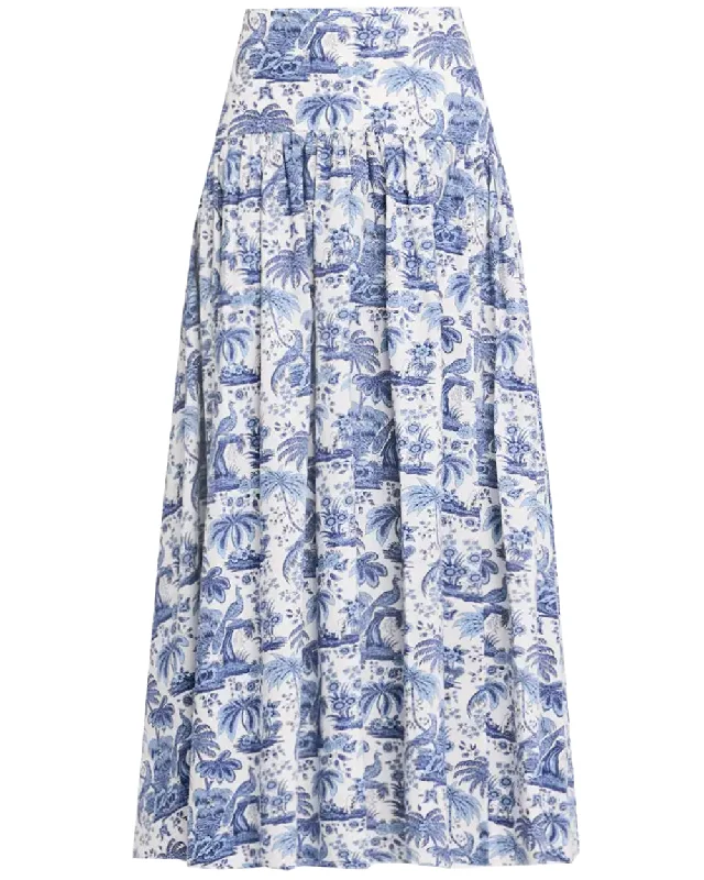Blue Toile Procida Skirt silk skirt lustrous