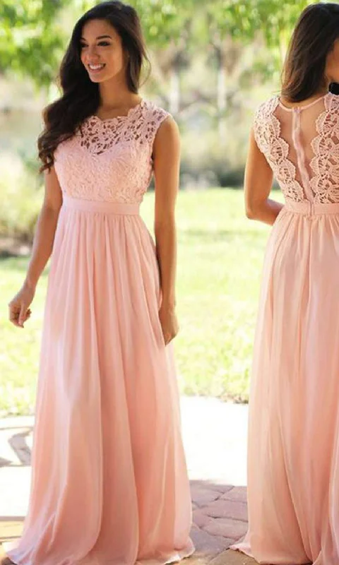 Long Pink Lace Prom Dresses with Sheer Jewel neckline P560 Tunics Bestseller popular Long Pink Lace Prom Dresses with Sheer Jewel neckline P560 Tunics Bestseller popular