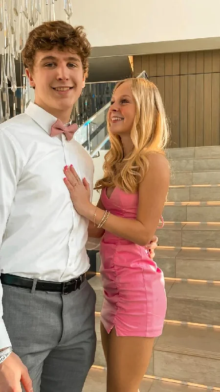 Pink Straps V Neck Sheath Short Party Dress Homecoming Dress, DP2899 Tunics Wedding white Pink Straps V Neck Sheath Short Party Dress Homecoming Dress, DP2899 Tunics Wedding white