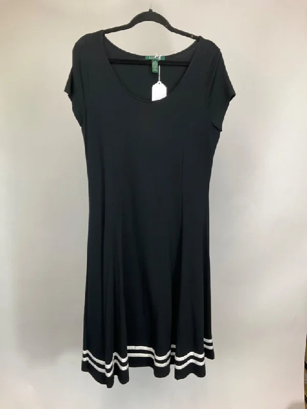 RALPH LAUREN BLACK SHORT SLEEVED DRESS SZ LG Maxi Flowy Bohemian