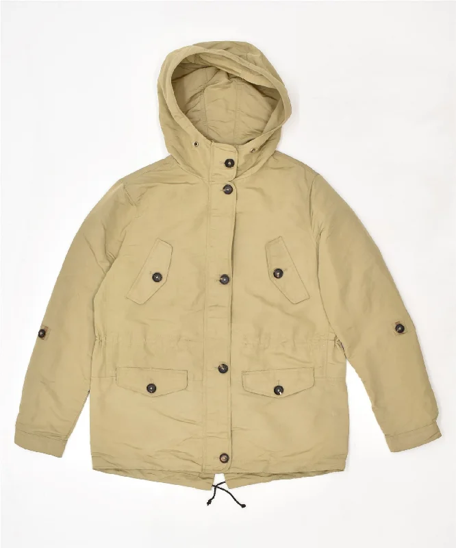MASSIMO DUTTI Womens Hooded Rain Jacket UK 14 Medium Beige Cotton Wool Jacket Cashmere Jacket Tweed Jacket