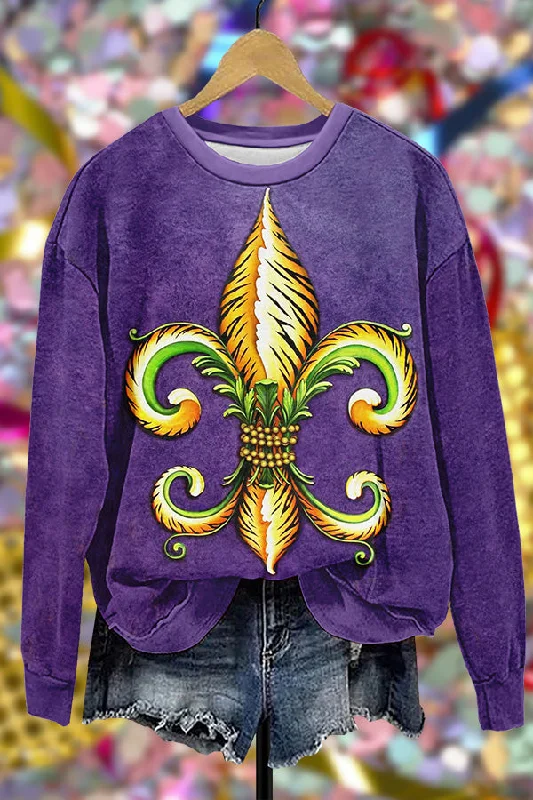Retro Carnival Floral Print Sweatshirt Oversized Hoodie Comfort Casual