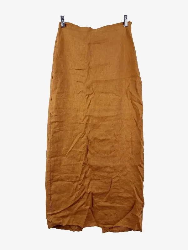 DISSH Camel Split Back Linen Skirt Size 10 velvet skirt luxurious