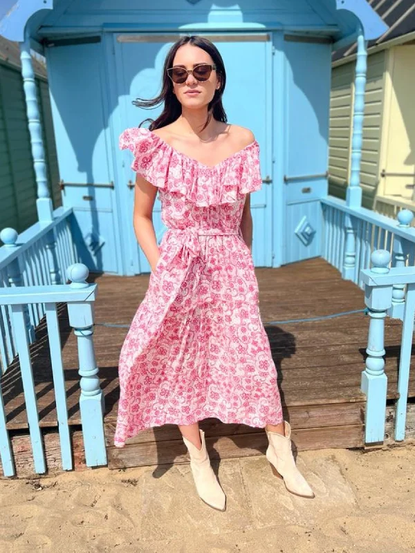 ‘CORA’ DRESS, PINK LACE (Viscose EcoVero) Tunics Practical easy-care