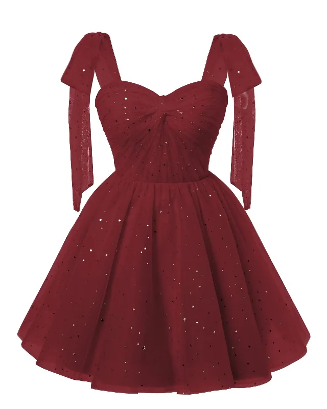 Sparkly Starry Burgundy Tulle Short Homecoming Dresses Spaghetti Bow Straps Prom Dress Sequin Cocktail Party Dress for Teens Tunics Formal black Sparkly Starry Burgundy Tulle Short Homecoming Dresses Spaghetti Bow Straps Prom Dress Sequin Cocktail Party Dress for Teens Tunics Formal black