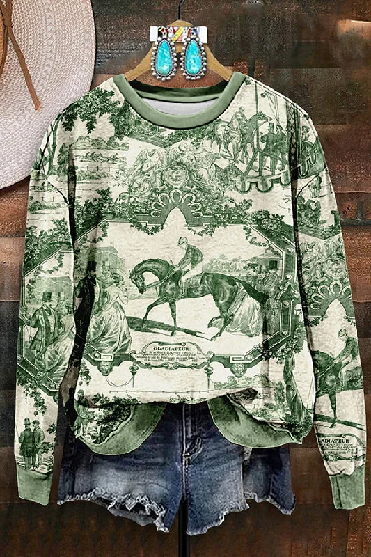 Vintage Western Rodeo Print Sweatshirt Hoodie with Slim Fit Tailored Modern