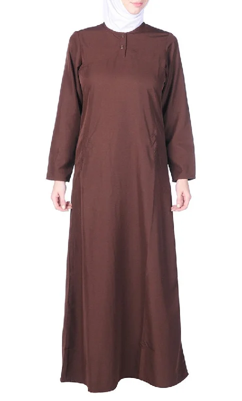 Casual Everyday Comfortable Amatullah Abaya Dress-Brown Tunics Business professional Casual Everyday Comfortable Amatullah Abaya Dress-Brown Tunics Business professional