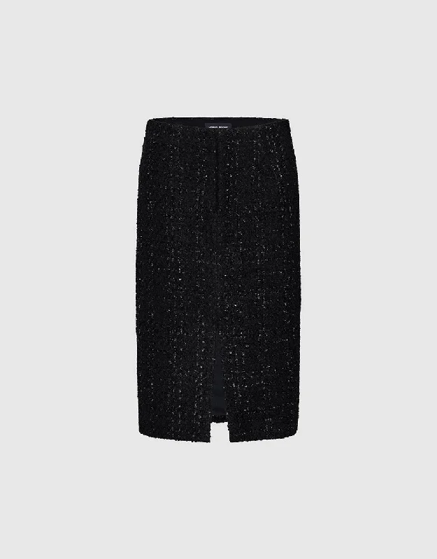 Split Hem Tweed Straight Skirt corduroy skirt durable