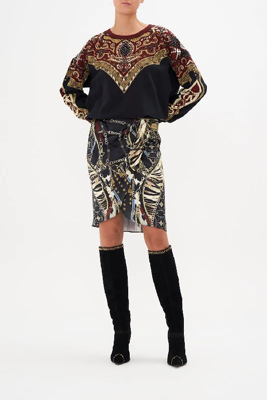 CROSS OVER DRAPED MINI SKIRT BOSS OF THE BRUMBIES leather skirt sleek