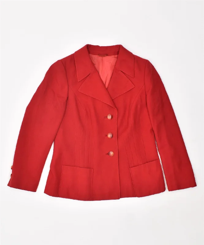 VINTAGE Womens 3 Button Blazer Jacket UK 10 Small Red Satin Jacket Silk Jacket Chiffon Jacket